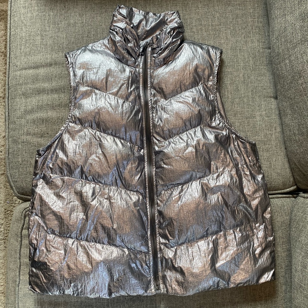 Anthropologie Metallic Silver Puffer Vest - Women’s Size Medium